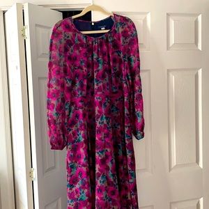 Tommy Hilfiger Tea Length - Floral Patterned Dress - Pink, Teal, Blue